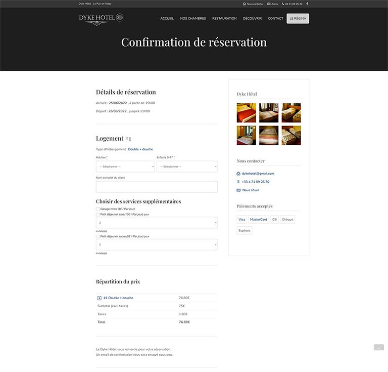 Site du Dyke Hôtel - EIRL SEBASTIEN DE VOS